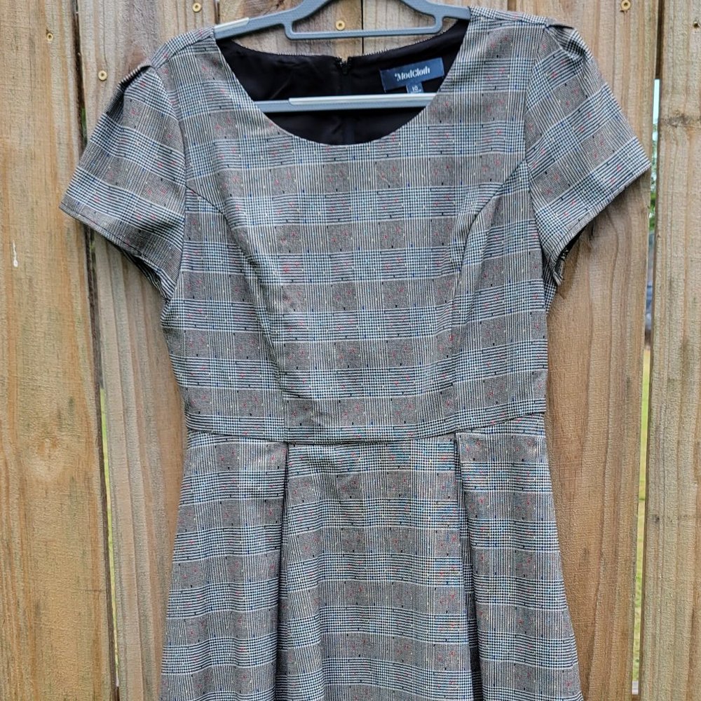 Mod Cloth Fit and Flare Houndstooth Dress